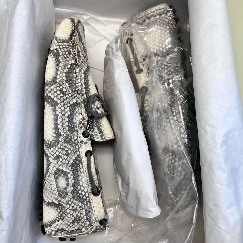 NWT John Richmond Gray and White Snakeskin Loafers